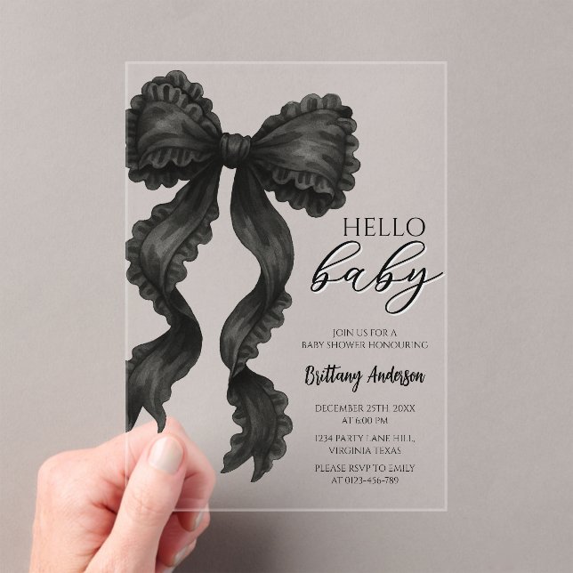 Invitación Minimalista de Baby Shower de Black Bow (Insitu (portátil))