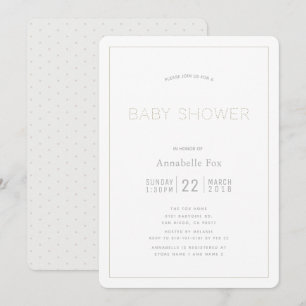 Invitación minimalista de Baby Shower en blanco