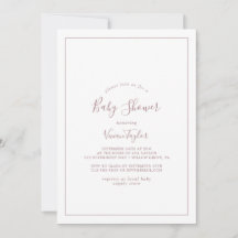 Invitación minimalista de baby shower en rosa oro