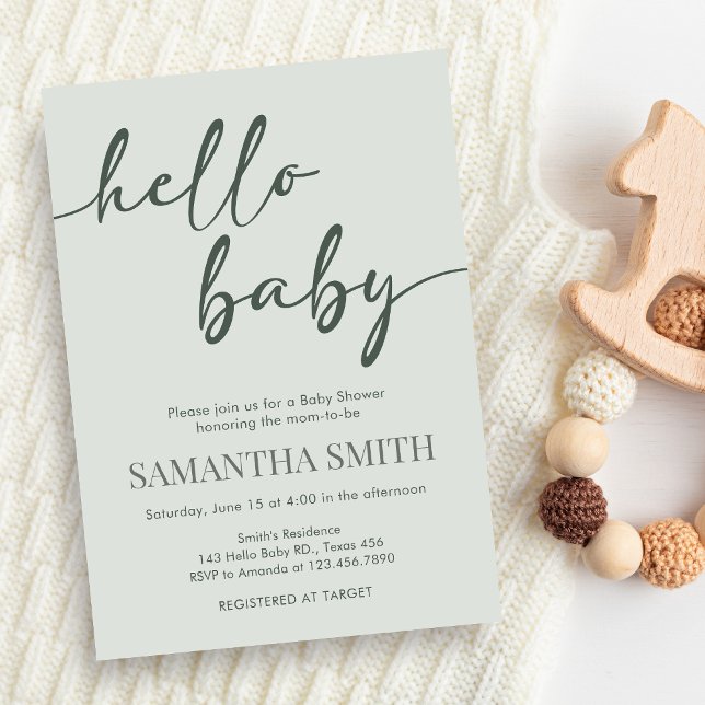 Invitación Minimalista de Baby Shower Hola Bebé (Hello Baby Baby Shower Invitation)