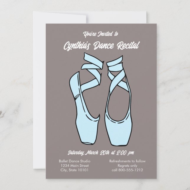 Invitación minimalista de baile de ballet azul (Anverso)