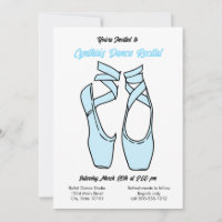 Invitación minimalista de baile de ballet azul