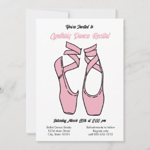 Invitación minimalista de baile de ballet rosa
