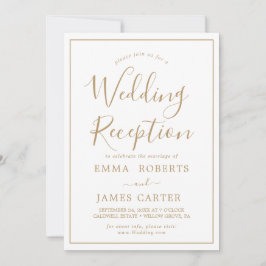Invitación Minimalista de Boda de Oro para Recepci