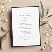 Invitación minimalista de borde negro y blanco