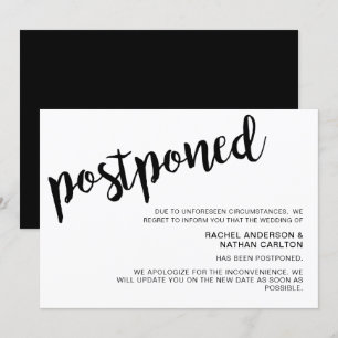 Invitación Minimalista de cancelación de plan nuevo Boda posp