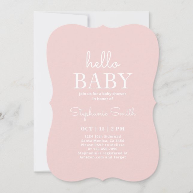Invitación minimalista de Chica de Baby Shower (Anverso)
