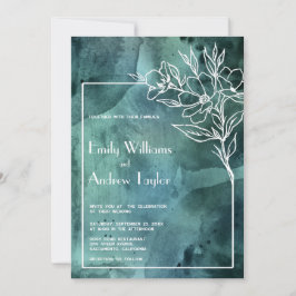 Invitación minimalista de color verde esmeralda