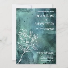 Invitación minimalista de color verde esmeralda