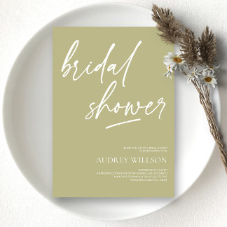 Invitación minimalista de color verde salvia para