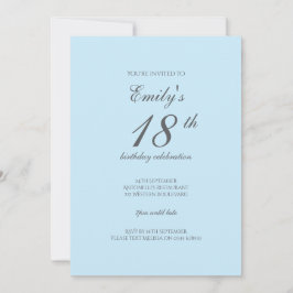 Invitación minimalista de cumpleaños 18 para Baby 