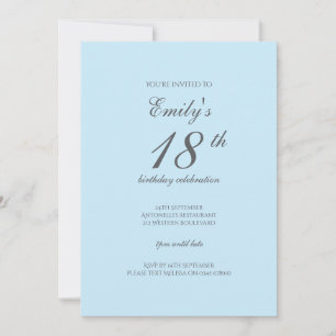 Invitación minimalista de cumpleaños 18 para Baby