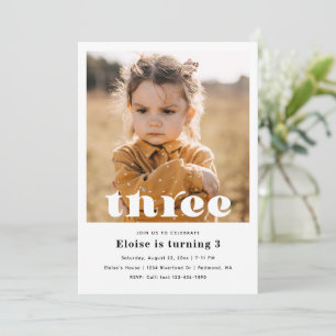 Invitación minimalista de cumpleaños 3   3 cumplea