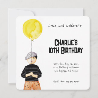 INVITACIÓN minimalista DE CUMPLEAÑOS DE COLOR DE A