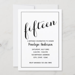 Invitación minimalista de cumpleaños número 15