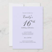 Invitación minimalista de cumpleaños número 16 con