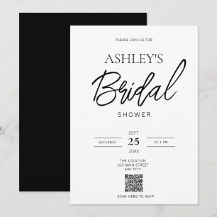 Invitación Minimalista de Ducha con Código QR en B