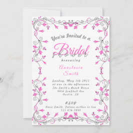 Invitación minimalista de ducha de novias rosa y g