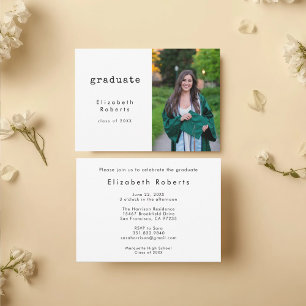 Invitación minimalista de graduación con foto