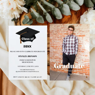invitación minimalista de graduación de script
