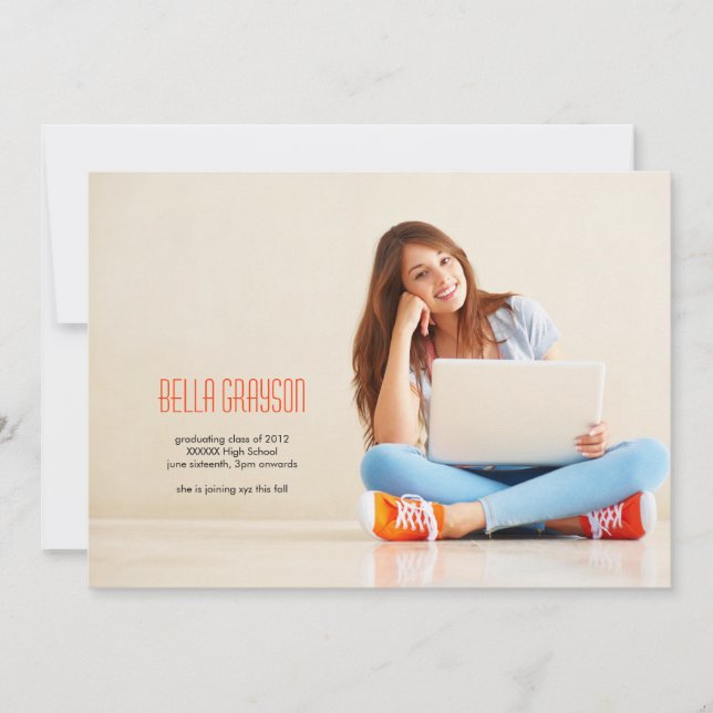 Invitación minimalista de graduación fotográfica (Anverso)