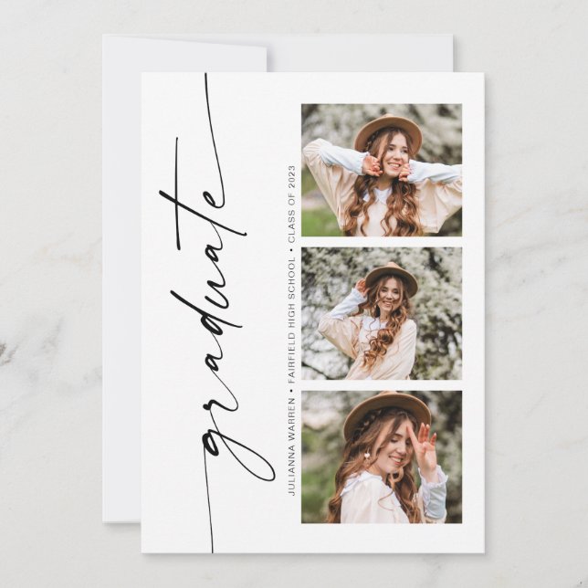 Invitación minimalista de graduación fotográfica (Anverso)
