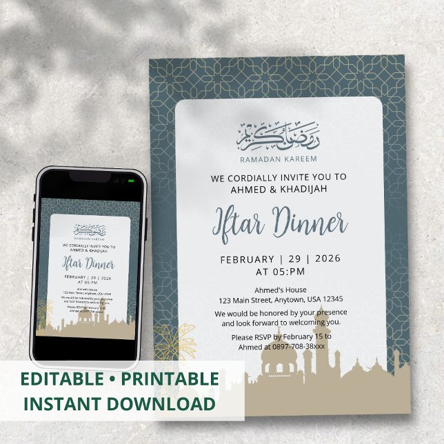 Invitación minimalista de Iftar para el Ramadán co (Subido por el creador)