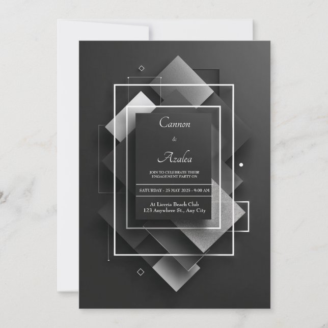 Invitación minimalista de matrimonio geométrico ne (Anverso)