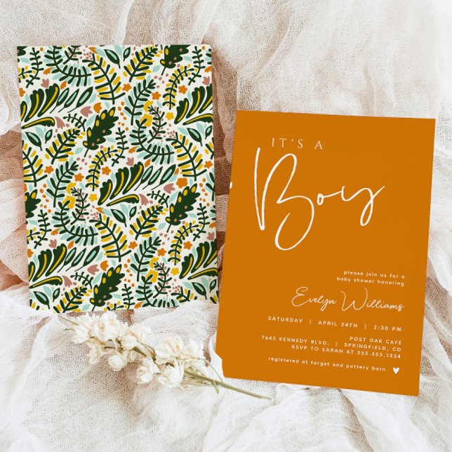 Invitación Minimalista de naranja Boy Baby Shower (Subido por el creador)