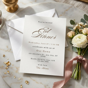 Invitación Minimalista de Oro para Cena de Eid Ele