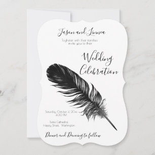 Invitación Minimalista de plumas negras y blancas