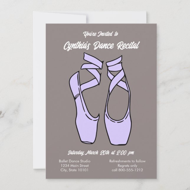 Invitación minimalista de recital de baile de ball (Anverso)