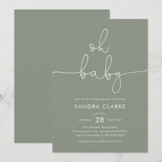Invitación Minimalista de Salvia para Baby Shower