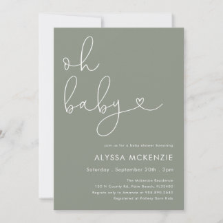 Invitación Minimalista de Salvia para Baby Shower