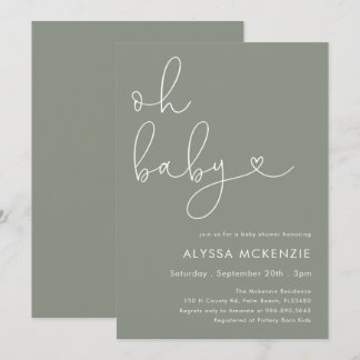 Invitación Minimalista de Salvia para Baby Shower