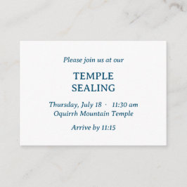 Invitación minimalista de sellado de templo azul y