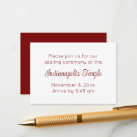 Invitación minimalista de sellado de templo con gu
