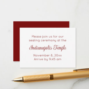 Invitación minimalista de sellado de templo con gu