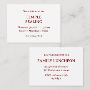Invitación minimalista de Templo y Comida en Blanc