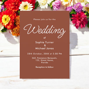 Invitación Minimalista de Terracota Boda marrón