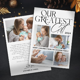 Invitación minimalista del bebé 5 Navidades fotogr