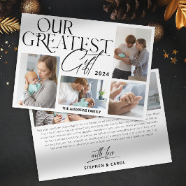 Invitación minimalista del bebé 6 Navidades fotogr