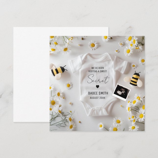 Invitación minimalista del embarazo en abejas (Anverso / Reverso)