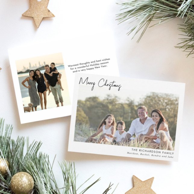 Invitación Minimalista dos fotos blanco negro Feliz Navidad (Subido por el creador)