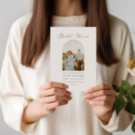 Invitación Minimalista ducha de novia con fotografía artístic