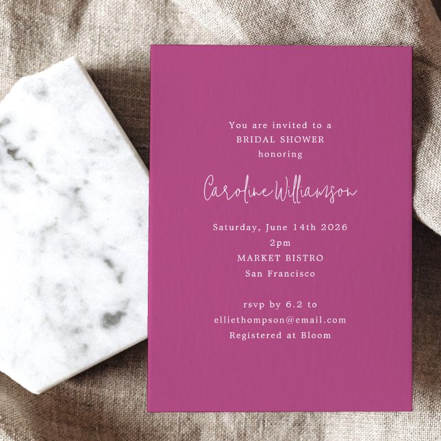 Invitación Minimalista ducha de novias Orquídea Magenta (Subido por el creador)