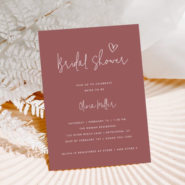Invitación Minimalista ducha marrón Rosa moderna de novias (Subido por el creador)