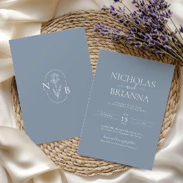 Invitación Minimalista Dusty Blue Modern Boda clásico