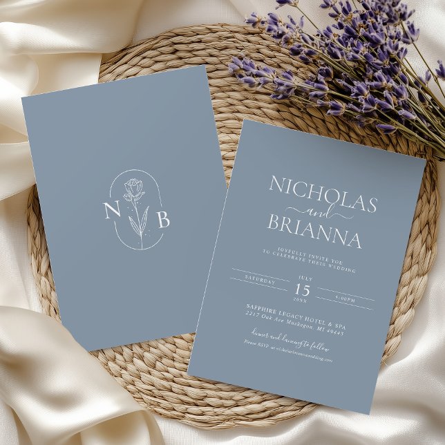 Invitación Minimalista Dusty Blue Modern Boda clásico (Subido por el creador)