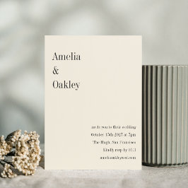 Invitación Minimalista Ecru Black Elegant Moda Boda moderno